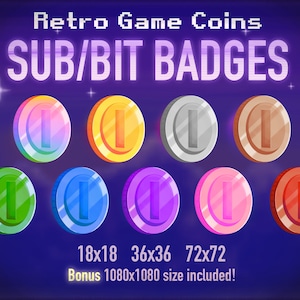 Retro Game Coins Twitch Sub/Bit Badges