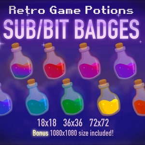 Retro Game Potions Twitch Sub/Bit Badges