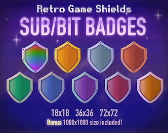 Retro Game Shield Twitch Sub/Bit Badges
