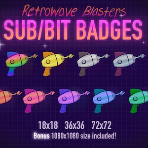 Retrowave Alien Blaster Twitch Sub / Bit Insignias