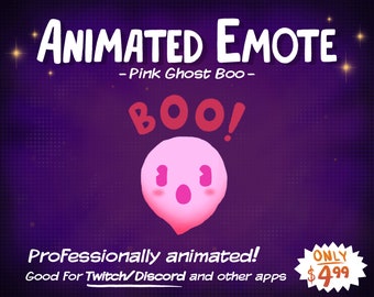 Animated Emote Pink Ghost Boo Twitch and Discord