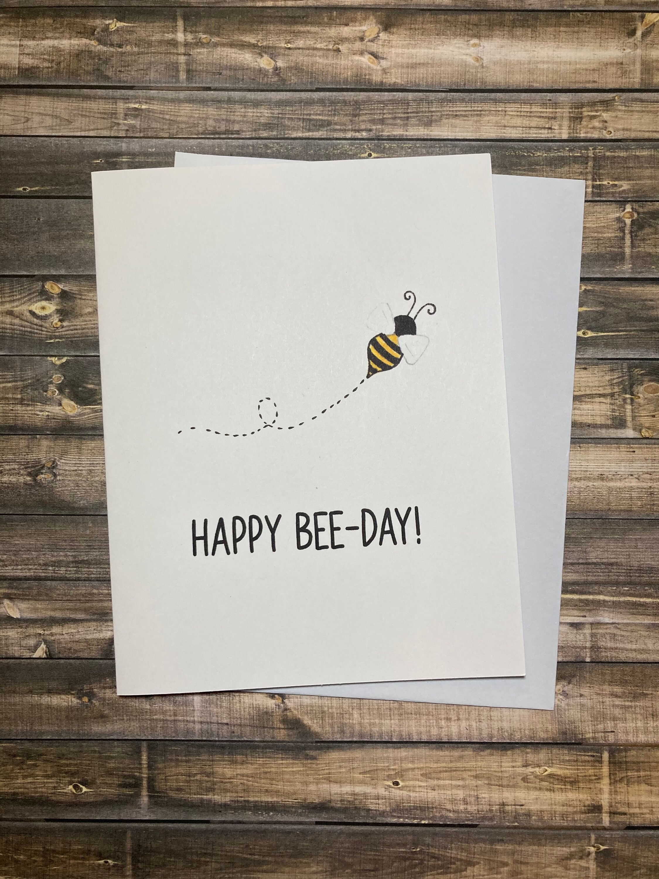 Bee Funny Happy Birthday Card Pun HAPPY BEEDAY Etsy