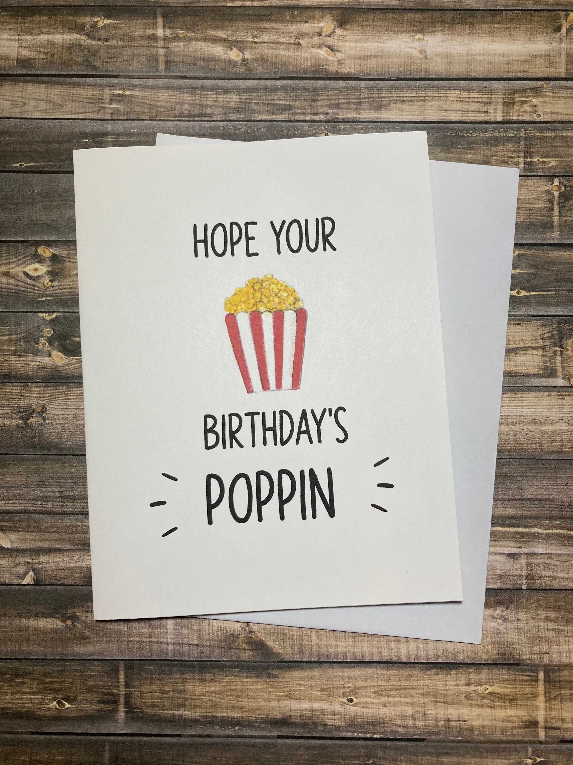Popcorn Funny Happy Birthday Card Pun Hope Your Birthdays Etsy