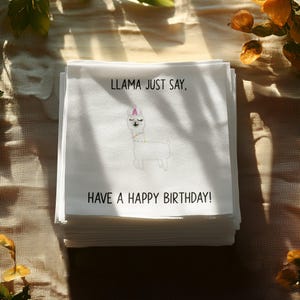 Birthday Llama Napkin, Cute Alpaca Gift Napkins, Funny Birthday Napkins, Party Celebration Napkins, Adorable Llama Birthday Decor