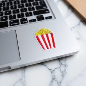 Popcorn Sticker, Movie Night Sticker, Pun Sticker, Funny Sticker, Gift Sticker, Hand Drawn Stickers, Party Stickers, Laptop Stickers