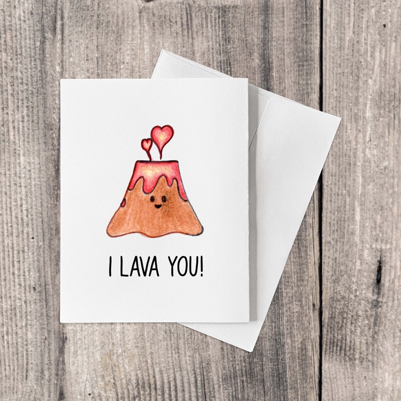 Hand Drawn Cute Anniversary / Valentines Day Pun Cards 10 Pack of Cards, Valentines Day Card Set, Valentines Day Card Pack I Lava You!