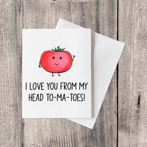 Hand Drawn Cute Anniversary / Valentines Day Pun Cards 10 Pack of Cards, Valentines Day Card Set, Valentines Day Card Pack Head To-Ma-Toes