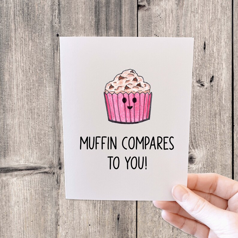 Hand Drawn Cute Anniversary / Valentines Day Pun Cards 10 Pack of Cards, Valentines Day Card Set, Valentines Day Card Pack Muffin Compares