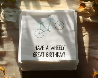 Wheely Great Birthday Napkin, Bicycle Napkin, Birthday Napkin, Funny Birthday Napkin, Party Napkin, Unique Napkin, Cute Napkin