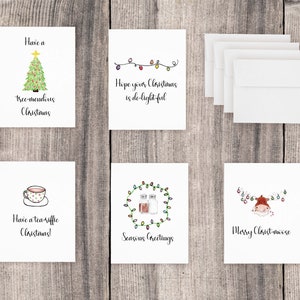 Hand Drawn Funny Christmas Card Puns (10 Pack of Christmas Cards, Christmas Card Variety Set)