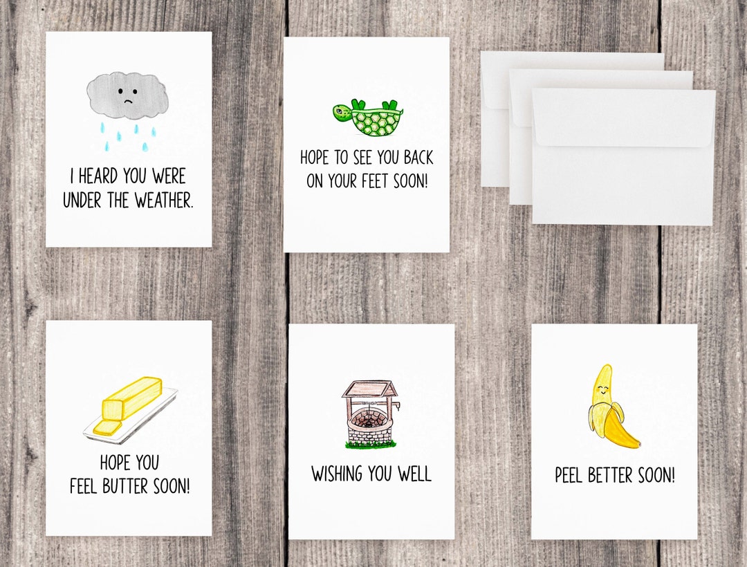 Hand Drawn Cute Get Well Soon Pun Cards 10 Pack Of Cards Get Well Il 1080xN.5183668499 Oak9