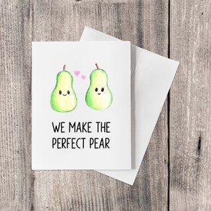 Hand Drawn Cute Anniversary / Valentines Day Pun Cards 10 Pack of Cards, Valentines Day Card Set, Valentines Day Card Pack Perfect Pear