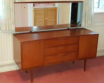 3 items: Austinsuite London, England by Frank Guille Mid-century Dressing Table and 2 Wardrobes