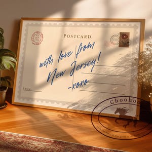 Con amor desde Nueva Jersey: postales para pared, decoración de sala de estar, decoración del hogar, póster para dormitorio, póster para estudio, póster digital