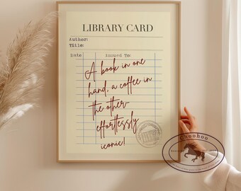 Impression de carte de bibliothèque vintage : cadeau pour amoureux des livres (téléchargement numérique)