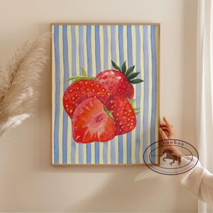 Erdbeer-Sommer-Druck, bunte Kinderwandkunst, Spielzimmerdekor, Kinderzimmer-Druck, Kinderzimmer-Kunstdruck  Digitaler Download