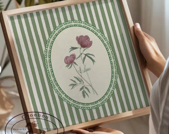 Pink Floral Botanical Print: Elegant Square Wall Art (Digital Download)