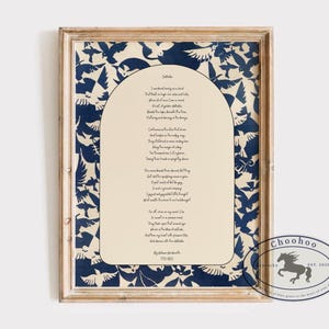 William Wordswertiger Narzissen-Gedicht-Druck: Marineblaue Vögel-Poster (Digitaler Download)