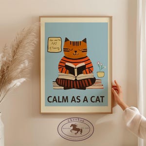 Cat Reading Poster - Wake up and Read - Cat poster - cute cat poster - digital download