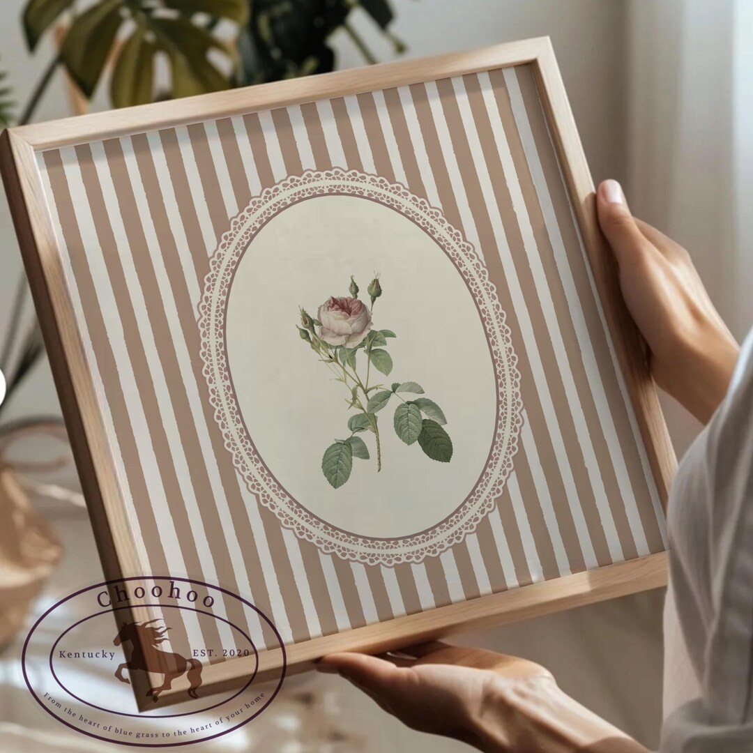 Vintage Rose Botanical Wall Art - Elegant Pink Rose Illustration ...