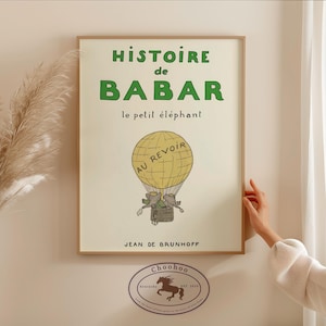Babar Hot Air Balloon Print - Babar the elephant Digital Printable Nursery Wall Art - Nursery Print - Nursery Decor - Kids Nursery Wall Art