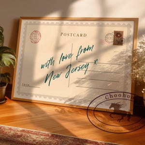 Con amor desde Nueva Jersey: postales para pared, decoración de sala de estar, decoración del hogar, póster para dormitorio, póster para estudio, póster digital