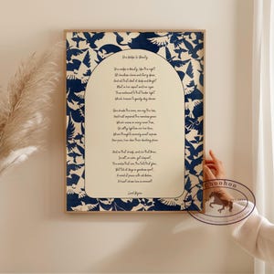 バイロン卿の詩の版画：彼女は美しく歩く、紺碧の鳥たち（デジタルダウンロード）