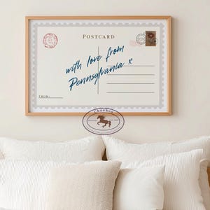 With Love From Pennsylvania Postcard Print Wall Art, Living Room Wall Art Decor, Home Decor, Bedroom Poster, Studio Poster, Physical Poster