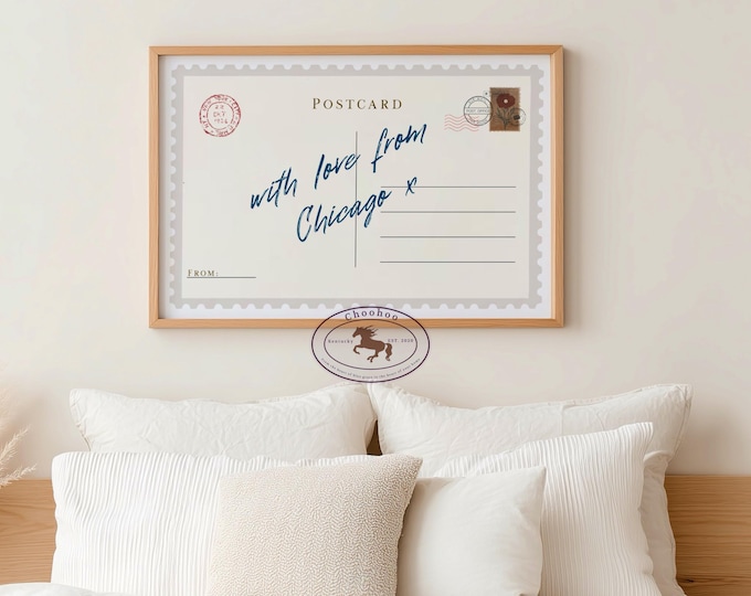 Chicago Postcard Print: 'With Love From Chicago' - Giclée Wall Art