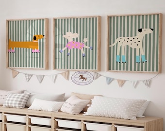 Dog Skates Nursery Print Set: Poodle, Daschund, Dalmatian (Digital Download)