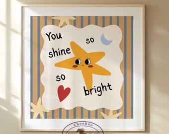 You Shine So Bright Nursery Canvas Art Print: Kids Room Decor
