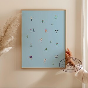Minimalist Skii Wall Art Print, Living Room Wall Art, Playroom Decor, Children’s Room Printable, Sports Art Print -Digital Download