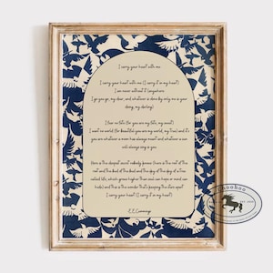 EE Cummings Poem Print: Navy Bluebirds Art Poster