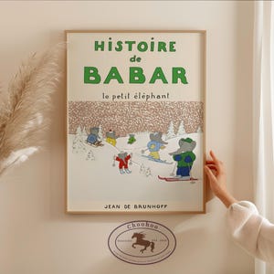 Babar Skii Wall Art Print - Babar the elephant Digital Printable Nursery Wall Art - Nursery Print - Nursery Decor - Kids Nursery Wall Art