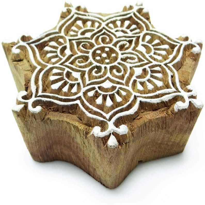 Fabric Textile Wooden Printing Block Decorative Floral Pattern Printing Blocks Indian Handcrafted Stamp Hand Carved Wooden Block