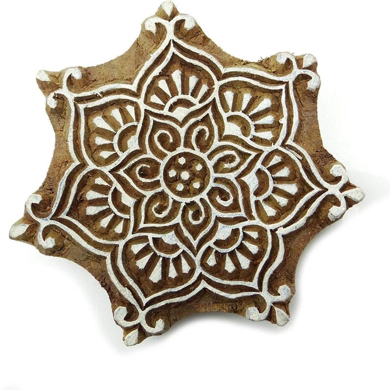 Fabric Textile Wooden Printing Block Decorative Floral Pattern Printing Blocks Indian Handcrafted Stamp Hand Carved Wooden Block
