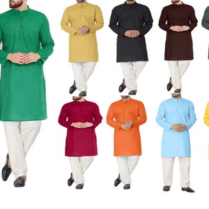 Camisas hombresalgodón indio Kurta Pakistán Ropa cuello 
