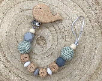 Personalized pacifier chain gray / mint