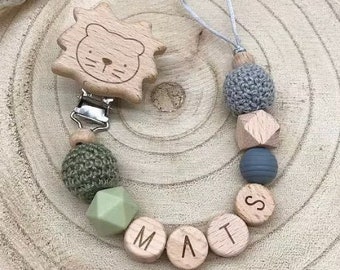 Personalized lion pacifier chain