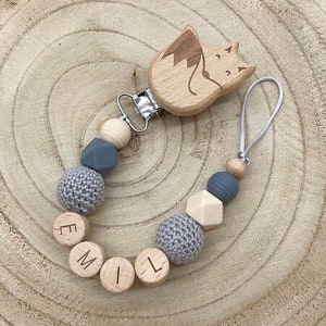 Pacifier chain personalized gray