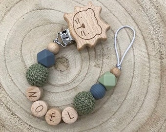 Pacifier chain personalized gray green