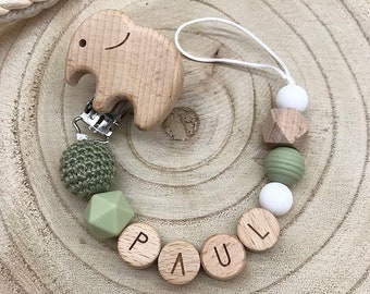 Pacifier chain personalized elephant