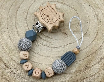 Pacifier chain personalized gray