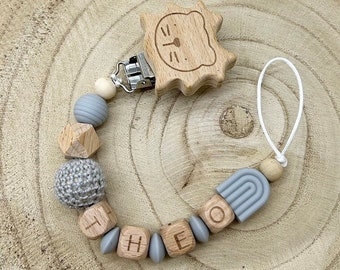 Pacifier chain personalized gray