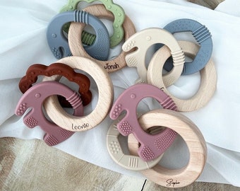 Gripping teething ring personalized elephant cloud different fonts engraved Easter gift