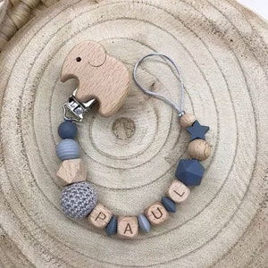 Pacifier chain personalized gray