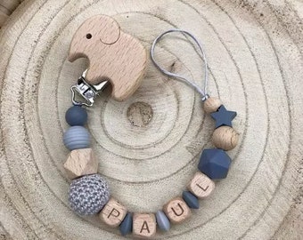 Pacifier chain personalized gray