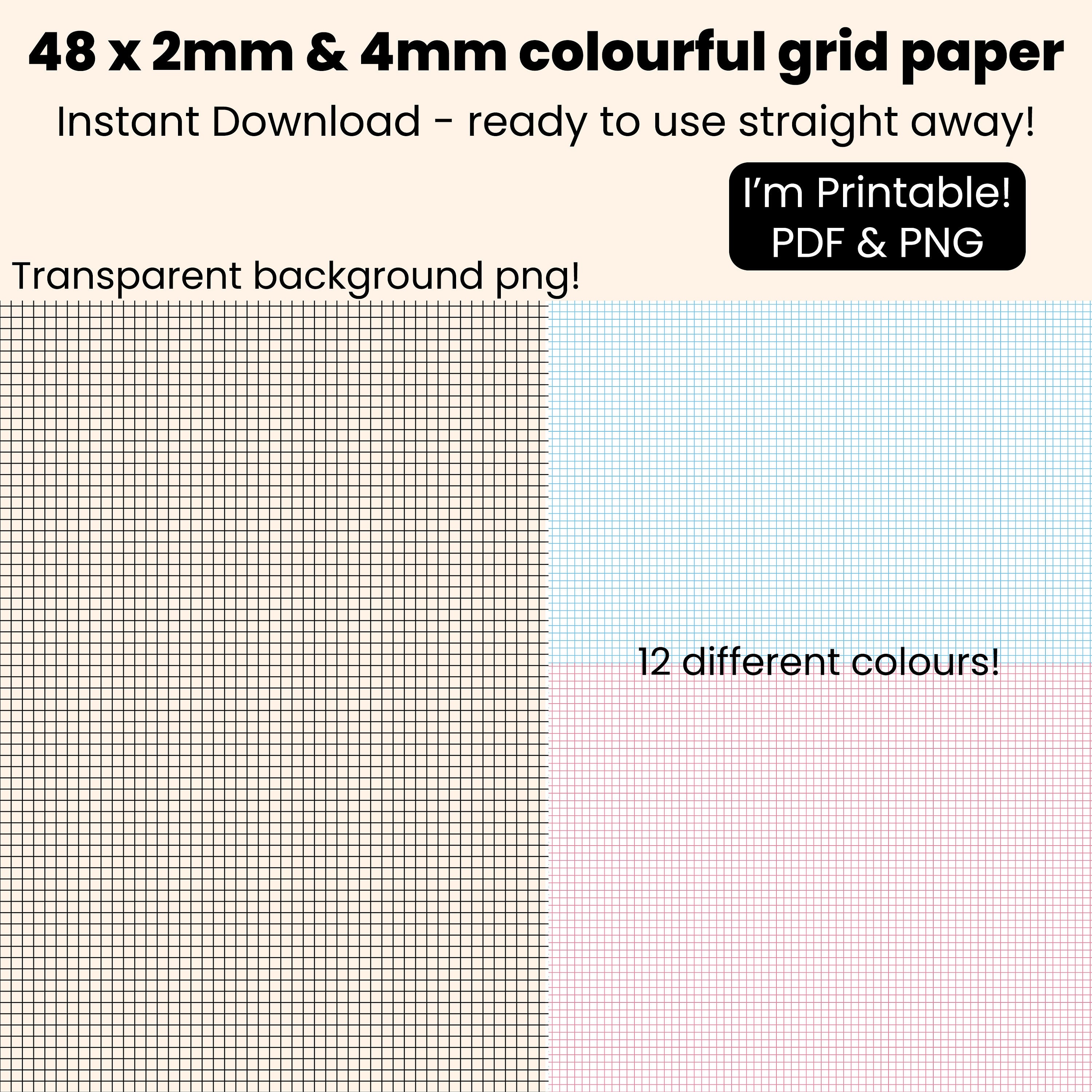colourful grid digitalpaper grid paper a4 grid paper 2mm etsy