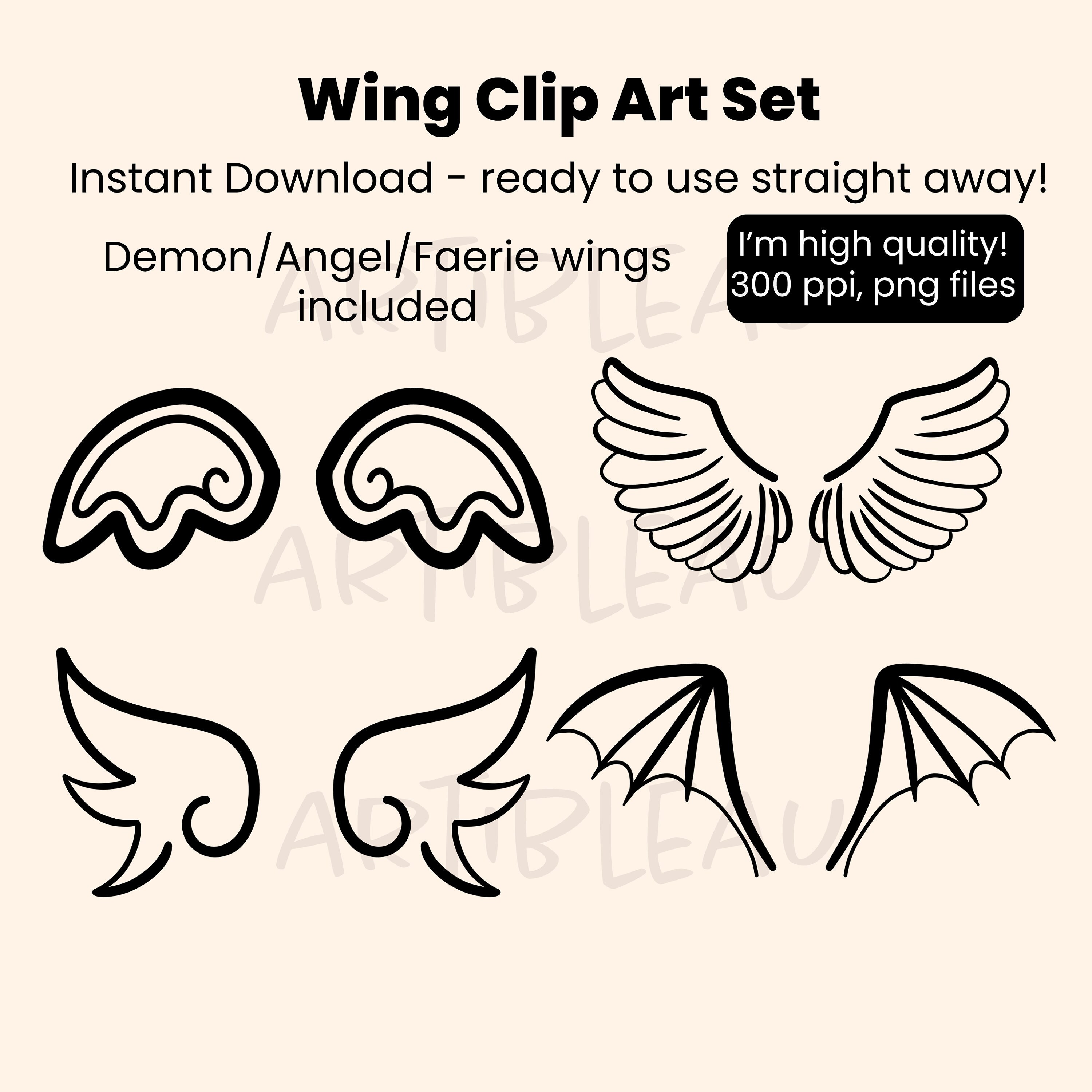 Angel Demon Faerie Wing Set 25 Wing Vectors Transparent Etsy