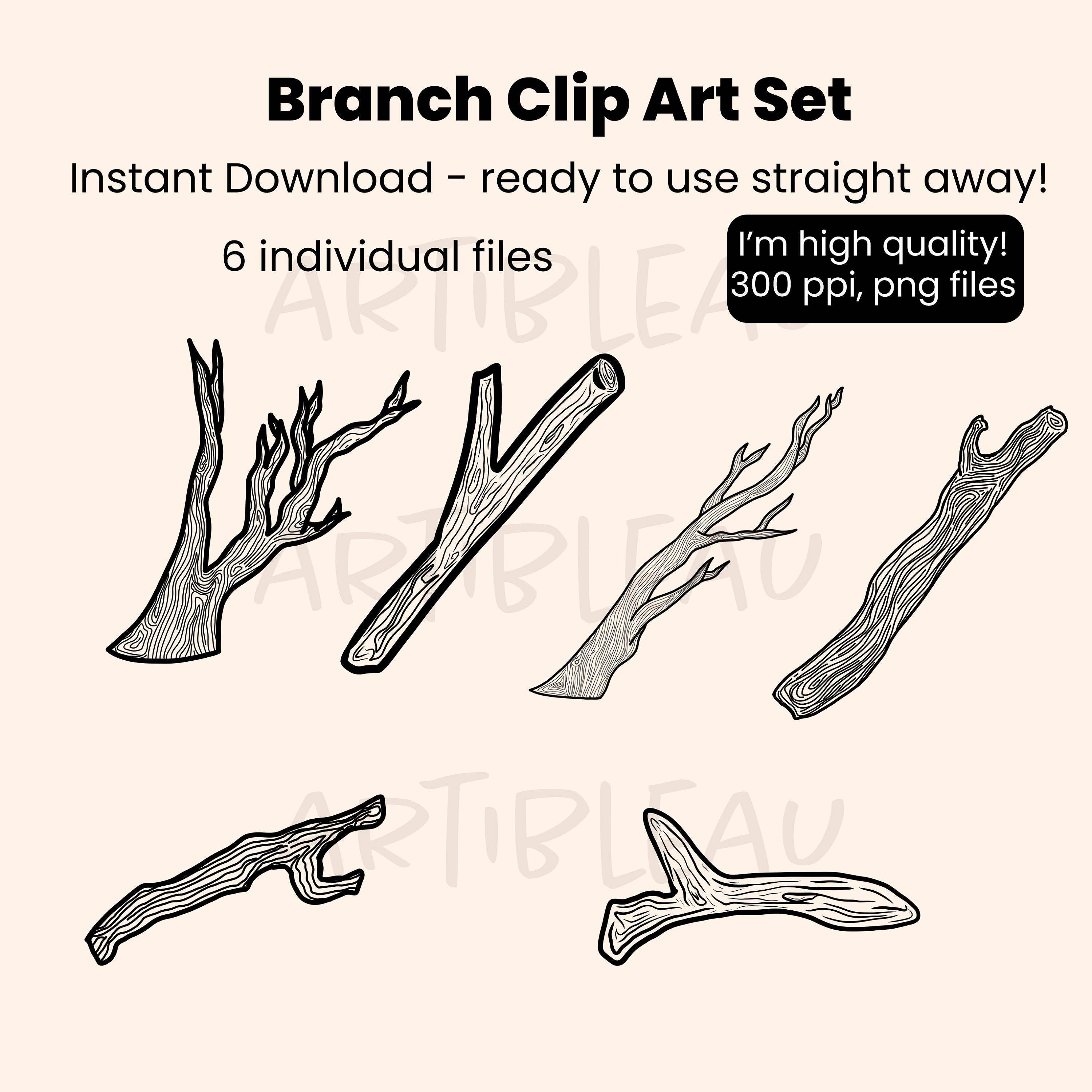 STICK/BRANCH VECTOR Set Tree Branch Clip Art Set 6 High | Etsy